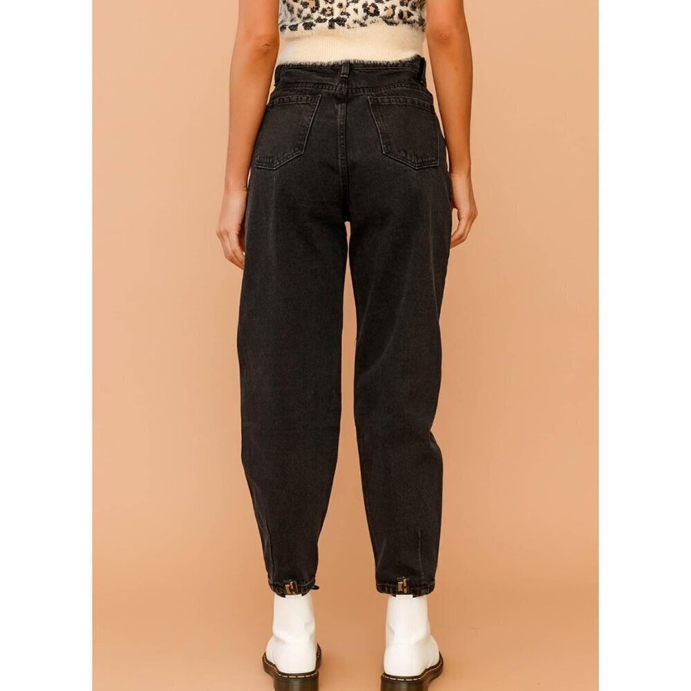 Womens High Waisted Baggy Jeans Cotton-Polyester Loose Fit Casual Pants - Picture 4 of 6